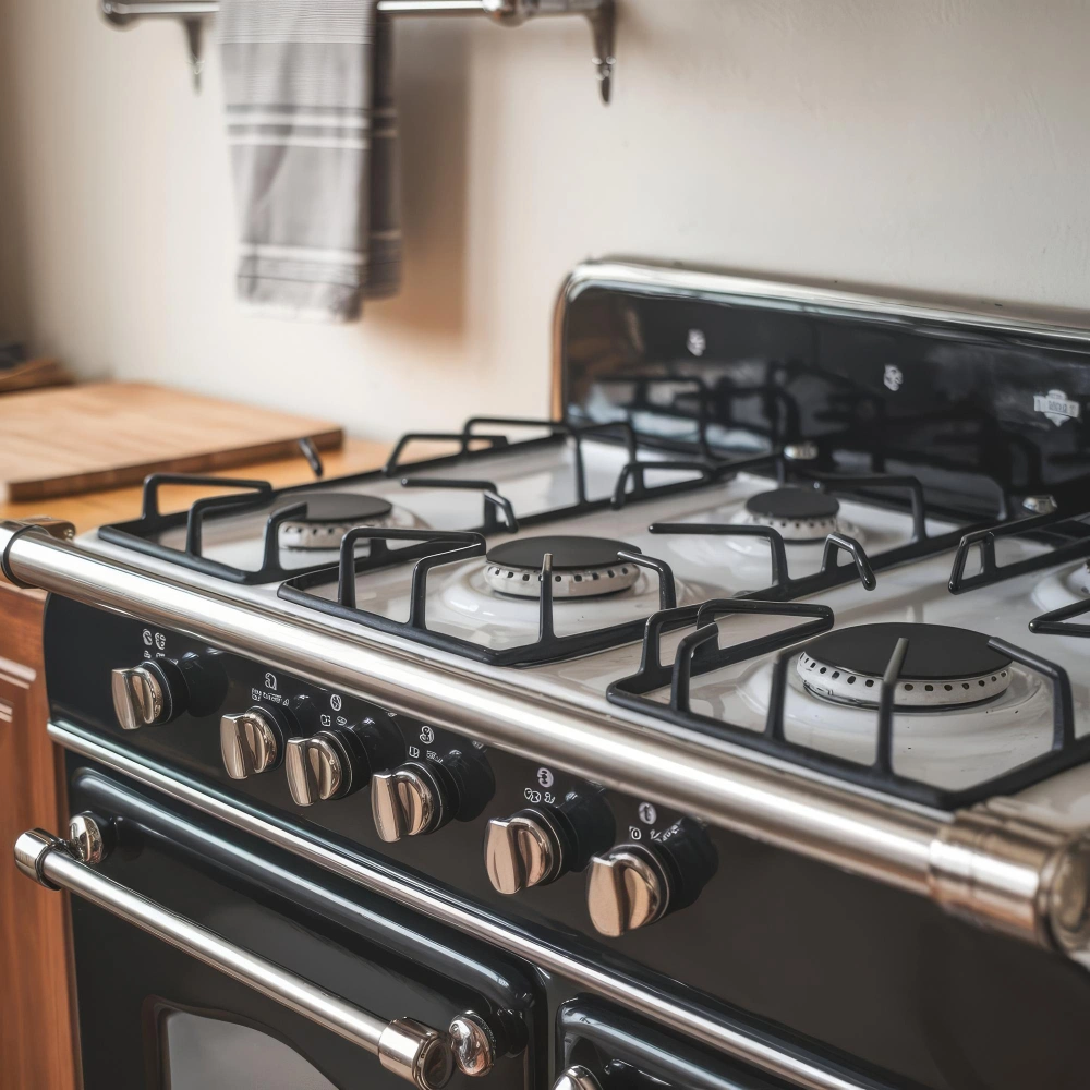 Electric oven repair technician servicing built-in oven in Dallas